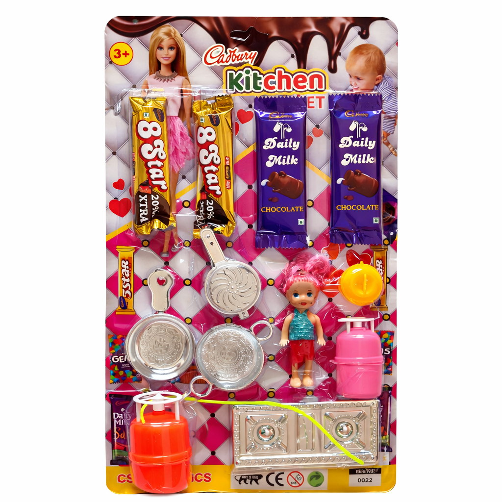 Cadbury kitchen set for kids Cadbury Kitchen Toy Set with Chocolates & Doll Accessories for Kids (3+ Years) - Image 1
