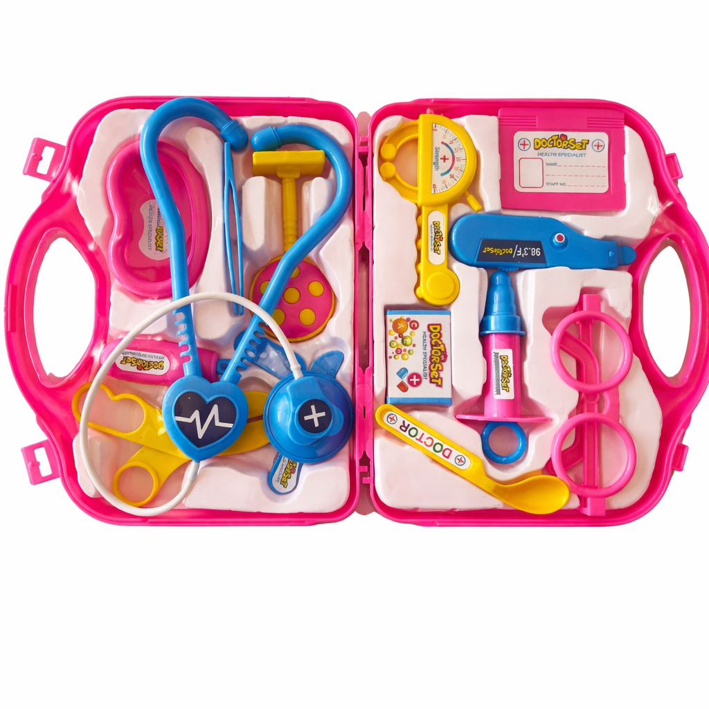 Children Doctor Set Toy Kit with Medical Tools in Carry Case Kids Doctor Set Toy Kit with Medical Tools & Pink Carry Case - Image 1