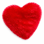 Plush Red & White Fur Heart Cushion with "LOVE" Patch | Romantic Gift - Image 2